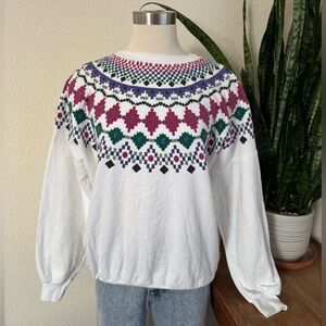 Vintage Southwestern Graphic Sweatshirt Pullover USA made‎ geometric medium